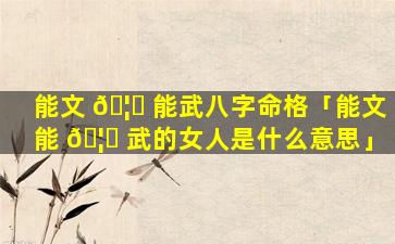 能文 🦅 能武八字命格「能文能 🦁 武的女人是什么意思」